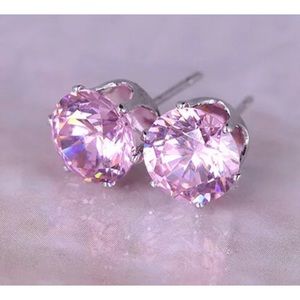 💖 Hypoallergenic Stainless Steel Cubic Zirconia Pink Topaz Earrings 10mm NEW